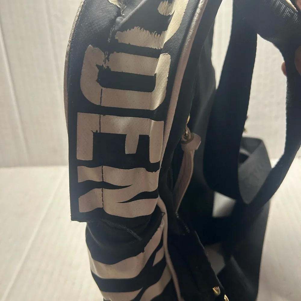 Woman’s Steve Madden black and white striped backpack pocketbook purse - Picture 2 of 10